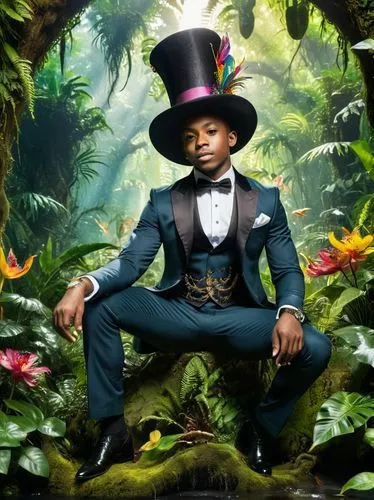 madagascar,amerykah,jamiroquai,pharrell,tropico,a black man on a suit,Art,Classical Oil Painting,Classical Oil Painting 01