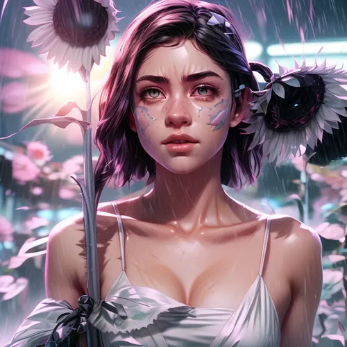 kahila garland-lily,fantasy portrait,girl in flowers,flora,flower fairy,rosa ' amber cover,falling flowers,fae,bloom,marguerite,flower background,floral background,daisies,fallen petals,mystical portrait of a girl,fallen flower,world digital painting,pollinate,lyzz flowers,mayweed