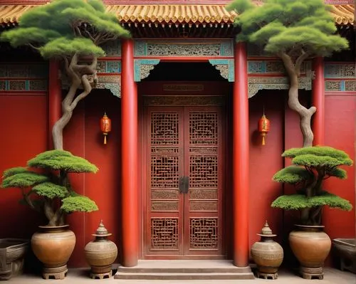 asian architecture,qibao,sanshui,fengshui,dojo,garden door,shuozhou,pingyao,chaozhou,tori gate,buddhist temple,hengdian,qingcheng,doorway,hanging temple,tujia,hall of supreme harmony,zhongchen,yonghai,jinchuan,Illustration,Abstract Fantasy,Abstract Fantasy 06