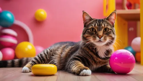 an adorable kitten sitting next to some candy - candy,happy easter hunt,easter décor,easter decoration,ostern,egg hunt,easter eggs