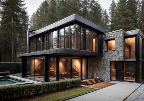 forest house,timber house,modern house,cubic house,modern architecture,prefab,house in the forest,frame house,3d rendering,wooden house,bohlin,chalet,render,prefabricated,lohaus,inverted cottage,modern style,kundig,residential,revit