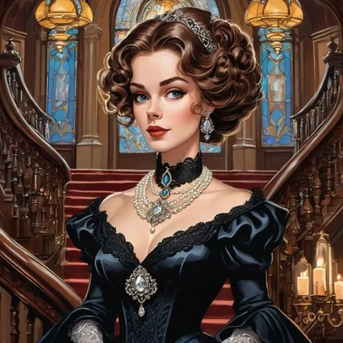 victorian lady,victoriana,victorian style,victorian,cinderella,belle,girl on the stairs,elegante,victorianism,gothic portrait,the victorian era,contessa,noblewoman,victorians,edwardian,karenina,principessa,elegance,countess,zatara,Illustration,Abstract Fantasy,Abstract Fantasy 23