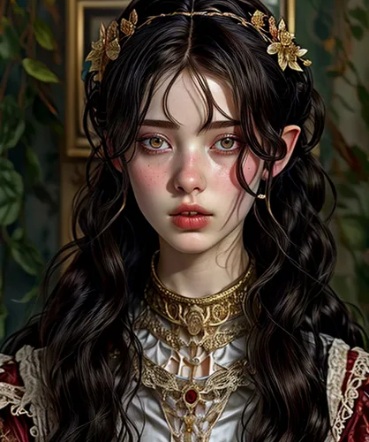 fantasy portrait,mystical portrait of a girl,fantasy art,gothic portrait,portrait of a girl,girl portrait,fairy tale character,elven,portrait background,romantic portrait,rosa ' amber cover,the enchantress,fantasy picture,violet head elf,eglantine,fairy tale icons,vanessa (butterfly),fantasy girl,mary-gold,gold crown