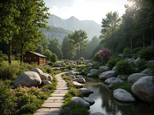 south korea,korean folk village,japan garden,japanese garden,alpine landscape,hushan,idyllic,zen garden,home landscape,austria,nature garden,alpine village,mountain spring,japanese zen garden,summer cottage,nature landscape,japan landscape,beautiful landscape,seclude,landscape background