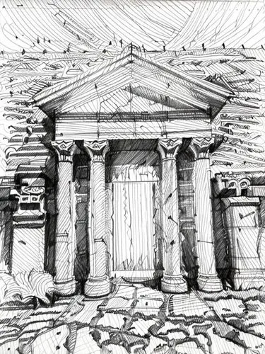 very bad sketch,entablature,ancient greek temple,greek temple,columns,doric columns,ancient roman architecture,roman temple,pillars,bernini's colonnade,palace of knossos,roman columns,pergola,colonnad