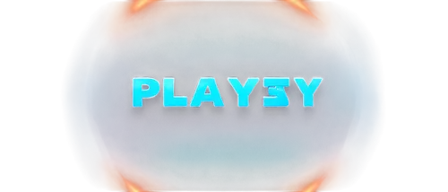 Play button, circular shape, glossy surface, shiny metallic material, bright blue color, white border, subtle gradient effect, slight shadow underneath, centered text "play" in sans-serif font, bold a