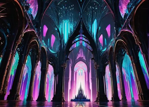 cathedral,kaleidoscape,cathedrals,haunted cathedral,sanctum,basilica,sanctuary,3d fantasy,aura,illumination,hall of the fallen,prospera,stained glass,3d background,sagrada,the throne,labyrinthian,colored lights,iridescent,fantasia,Art,Artistic Painting,Artistic Painting 42