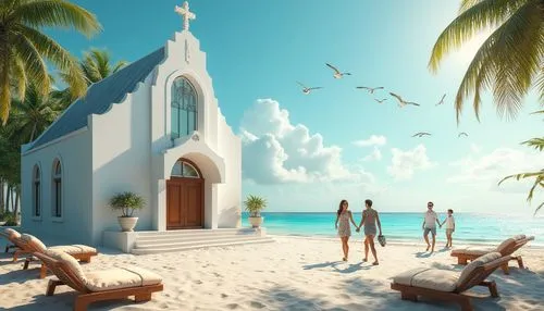 island church,church painting,3d rendering,caye caulker,honeychurch,curacao,background vector,cayo coco,saint martin,church faith,seaside resort,caribbean beach,paradise beach,eleuthera,dream beach,cayo largo island,renderings,sunken church,islamorada,abaco,Photography,General,Realistic