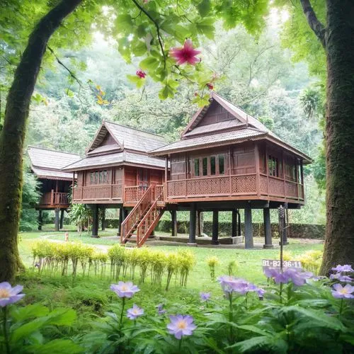 forest with flower,house in the forest,forest house,wooden house,tree house hotel,summer cottage,summer house,stilt house,teahouse,treehouses,treehouse,tree house,miniature house,japan garden,little h