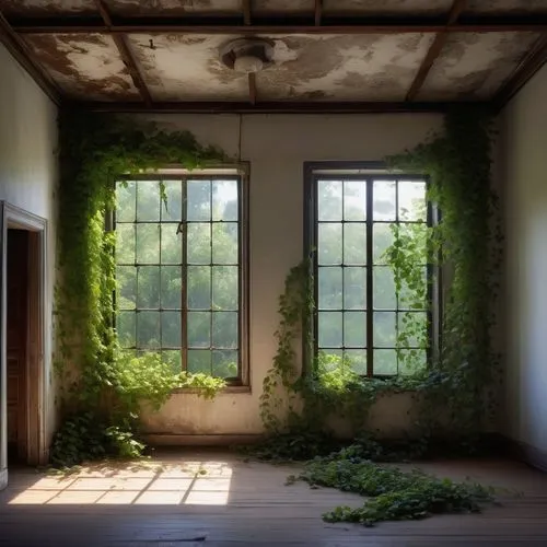 abandoned room,overgrowth,abandoned place,ivy frame,abandoned places,lost place,lostplace,lost places,old windows,dandelion hall,windows wallpaper,decay,abandoned school,overgrown,empty interior,abandoned house,french windows,window to the world,abandoned,derelict,Conceptual Art,Daily,Daily 22