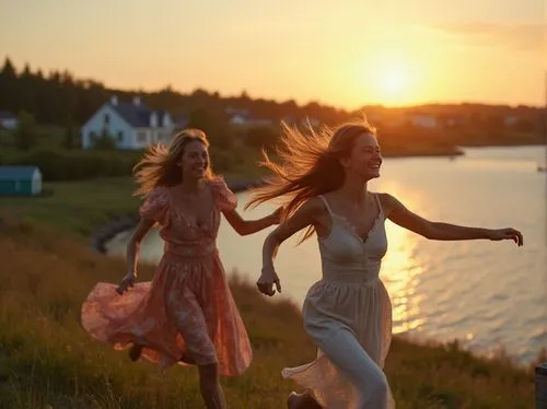 celtic woman,kupala,rhinemaidens,summer evening,midsummer,sundresses,Photography,Fashion Photography,Fashion Photography 03