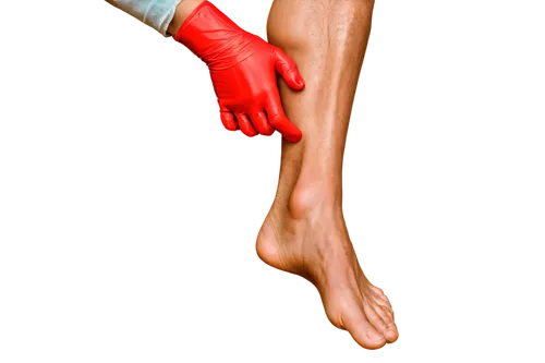 diabetic foot, old man, wrinkled skin, veins visible, toes curled, deformed toenails, red inflamed wound, pus, bandages wrapped, medical gloves, stethoscope nearby, hospital background, close-up shot,