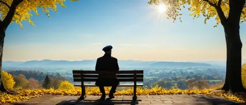 man on a bench,silhouette of man,autumn background,psychotherapies,park bench,vipassana,Photography,General,Fantasy