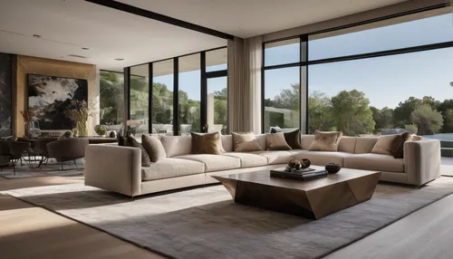 Modern luxury home interior design in American locations blends sophistication with comfort, embodying contemporary elegance. Clean lines, neutral palettes, and premium materials like marble, quartz, 