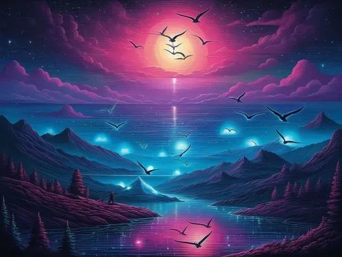 mesmerizing painting,unicorn background,neon arrows,dusk background,art background,moon and star background,vapor,beautiful wallpaper,music background,synth,owl background,3d background,free backgroun