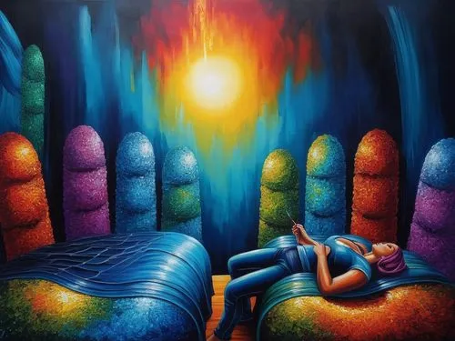 dmt,ayahuasca,reflexology,meditator,buddha's hand,dream art,psychosynthesis,interdimensional,shamanic,meditation,oil painting on canvas,solario,jasinski,chakras,singularity,absorbing,pachamama,entheogens,surrendering,surya namaste,Illustration,Realistic Fantasy,Realistic Fantasy 25