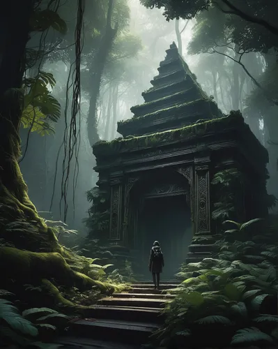 the mystical path,shrine,asian architecture,japanese shrine,stone pagoda,world digital painting,ancient city,buddhist temple,thai temple,hanging temple,pagoda,temple fade,chinese temple,ancient house,ancient buildings,white temple,ubud,temple,cambodia,ancient,Conceptual Art,Fantasy,Fantasy 11