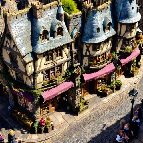 tilt shift,escher village,miniland,medieval town,townscapes,hogsmeade,Conceptual Art,Fantasy,Fantasy 26