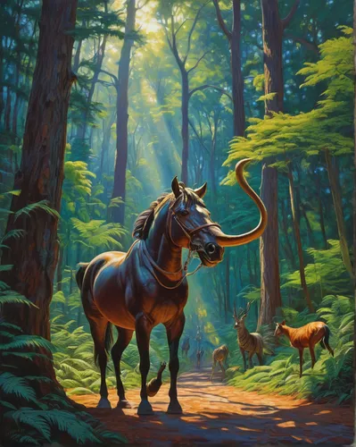 hunting scene,forest animals,woodland animals,forest animal,animals hunting,man and horses,brown horse,two-horses,forest background,forest landscape,horses,horse herder,equine,centaur,bremen town musicians,elk,forest dragon,horse running,equines,horse herd,Illustration,Retro,Retro 14