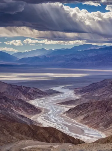 view, Panamint, mountains, brooding, sky, light, salt, sodium chloride, minerals, basin, Death Valley, sulfates, carbonates, photo,braided river,the pamir highway,tibet,badwater basin,the pamir mounta