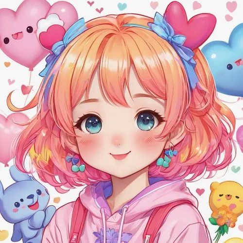 colorful heart,decora,kpp,kawaii girl,volponi,akari,colorful doodle,puffy hearts,ponyo,gyori,kii,chiyo,cotton candy,kanata,pekoe,soft pastel,mari,candy island girl,irabu,eloise,Illustration,Japanese style,Japanese Style 02