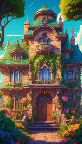 studio ghibli,ghibli,sylvania,forest house,maplecroft,fairy tale castle,dreamhouse,dandelion hall,maison,beautiful home,mansion,villa,miramare,witch's house,private house,house of the sea,knight house,miyazaki,apartment house,house in the forest,Conceptual Art,Sci-Fi,Sci-Fi 27