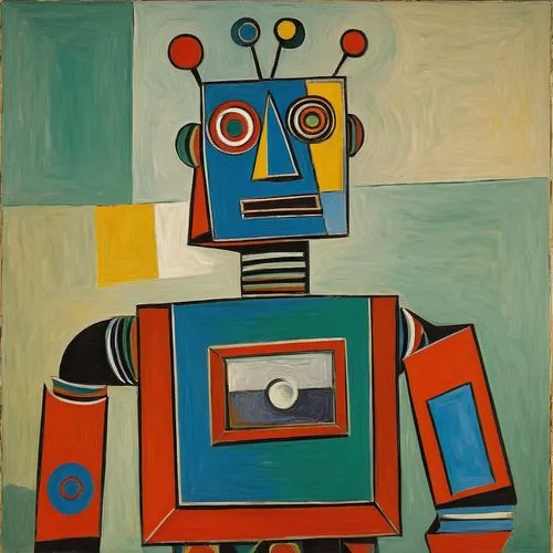 could you make me a robot liberty


,a blue robot is painted with geometric and circular accents,cubists,cubist,brauner,itten,quadro,man with a computer,voulkos,klee,picasso,severini,paolozzi,robot ic