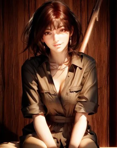 katana,chara,girl with gun,khaki,girl with a gun,gi,operator,beautiful girls with katana,swordswoman,honmei choco,lechona,mikuru asahina,lori,sepia,croft,tied up,baseball bat,in a shadow,in the shadows,ren