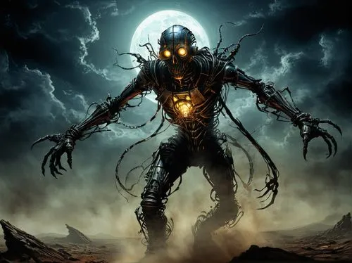 this human is steam powered. He wants to be your friend, why do you run from him? he gives off an eerie glow. He has been alone for a long time. pestilence follows in his wake.  

it is night time on 