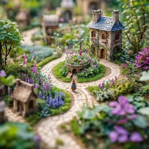 fairy village,cottage garden,miniature house,fairy house,stone garden,tiny world,nature garden,climbing garden,garden of plants,gardens,tilt shift,fairy world,english garden,clove garden,fairy forest,state garden show,escher village,the garden,flower garden,diorama,Unique,3D,Panoramic