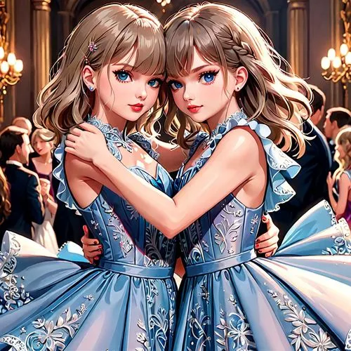 silver wedding,princesses,two girls,wedding couple,doll looking in mirror,porcelain dolls,sisters,cinderella,ballerinas,fashion dolls,wedding photo,angels,cg artwork,joint dolls,wedding dress train,dolls,waltz,christmas angels,wedding icons,twin flowers,Anime,Anime,General