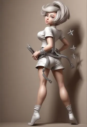 majorette (dancer),3d figure,sculpt,3d model,vector girl,painter doll,silvery,3d render,space-suit,3d rendered,silver,tiber riven,delta sailor,pixie,spacesuit,digital painting,elf,sci fiction illustration,space suit,doll figure,Common,Common,Natural