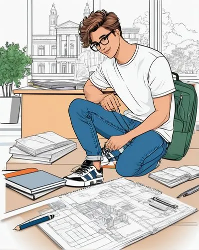 male poses for drawing,estudiante,studious,study,student,to study,studyworks,college student,bookkeeper,studied,tutor,sketcher,studying,bibliographer,undergrads,restudy,office line art,illustrator,book illustration,academic,Illustration,Black and White,Black and White 04