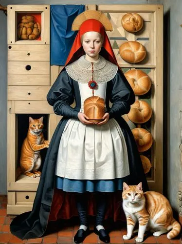 girl with bread-and-butter,girl in the kitchen,woman holding pie,catroux,breadmaking,netherlandish,rousseau,maidservant,breton,georgatos,antonello,foodmaker,dossi,christoffel,petrina,boteler,girl with cereal bowl,basketmakers,cucina,girl with cloth,Art,Artistic Painting,Artistic Painting 45