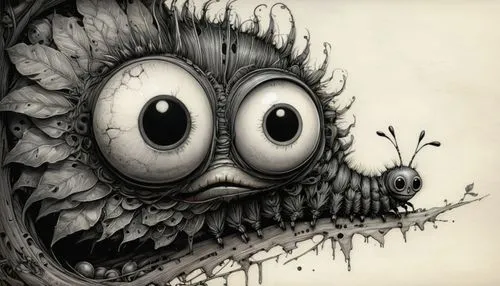 diterlizzi,screaming bird,three eyed monster,charcoal nest,arcimboldi,hedgehog head,woodring,arcimboldo,bird drawing,theloke,bart owl,anglerfish,inkwell,one eye monster,hand-drawn illustration,gobbler,tsathoggua,laughing bird,owl drawing,pen drawing,Illustration,Black and White,Black and White 16