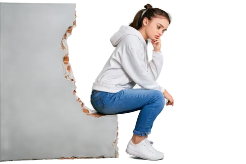 girl on a white background,portrait background,cardboard background,wall,drug rehabilitation,distressed,squat position,brick background,blank photo frames,tear-off,asbestos,drywall,concrete background,product photos,tracksuit,leaving your comfort zone,cement background,depressed woman,child's frame,photographic background,Illustration,Realistic Fantasy,Realistic Fantasy 32