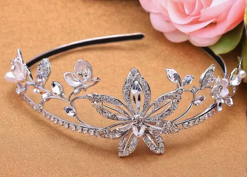 1pc/lot New Tiaras And Crowns Hair Clips With Rhinestone Flower Wedding Bridal Barrette Pear Headband For Girl Gift Hair Jewelry,princess crown,spring crown,diadem,bridal accessory,crown daisy,crown f