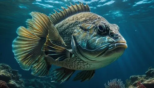 cichlid,underwater fish,grouper,coelacanth,triggerfish,trigger fish,deep sea fish,beautiful fish,blue stripe fish,marine fish,ocean sunfish,rhino fish,trunkfish,wrasse,giant seabass,triggerfish-clown,cabezon (fish),marine animal,golden angelfish,barramundi,Photography,General,Natural