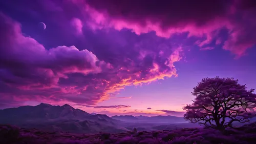 purple landscape,purple wallpaper,purple and pink,purple,landscape background,violet colour,wall,purpleabstract,pink-purple,fantasy landscape,pink dawn,beautiful landscape,nature landscape,purple background,light purple,splendid colors,mountain sunrise,mauve,purple moon,landscapes beautiful,Photography,General,Fantasy