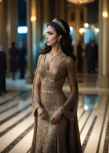 An elegant looking woman,the woman in the evening dress wears a tiara and is posing for a picture,deepika padukone,deepika,aditi rao hydari,padukone,mastani,hydari,semiramide,a princess,netrebko,eretr