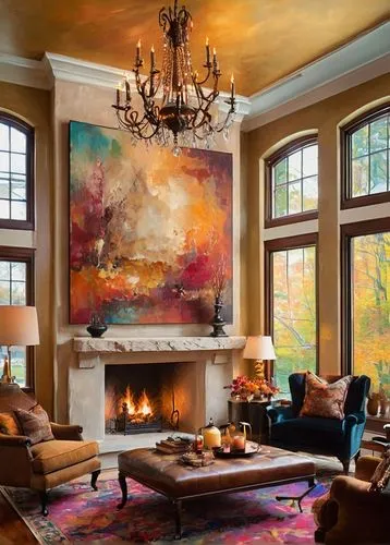 luxury home interior,sitting room,contemporary decor,autumn decor,family room,modern decor,interior decor,fire place,fireplaces,living room,interior design,livingroom,great room,interior decoration,fireplace,modern living room,bohemian art,beautiful home,autumn decoration,interior modern design,Conceptual Art,Oil color,Oil Color 20