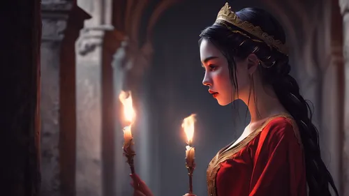 gothel,mulan,inara,amidala,nihang,azula,priestess,joss stick,semiramide,melisandre,surana,sanxia,xufeng,candlelight,flame spirit,burning candle,accolade,estess,mamozai,concubine,Conceptual Art,Fantasy,Fantasy 01