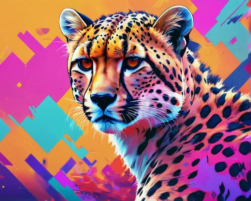 cheetah,leopard,jaguar,colorful background,cheetahs,digiart,leopard head,felidae,colorful foil background,world digital painting,colorful doodle,vector graphic,intense colours,vector art,serengeti,adobe illustrator,african leopard,pop art background,digital art,endangered,Conceptual Art,Daily,Daily 21