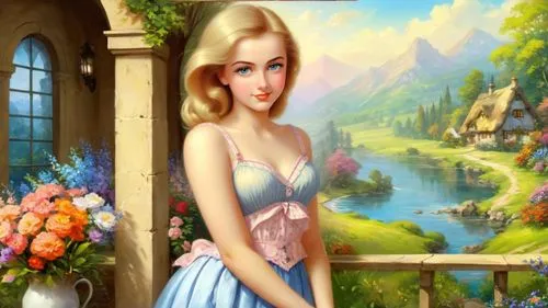 fairy tale character,art painting,dorthy,flower painting,thumbelina,fantasy picture,fairyland,fantasy art,cendrillon,photo painting,fantasy girl,alice in wonderland,girl in the garden,meticulous painting,springtime background,children's background,girl in flowers,fantasy woman,fantasyland,fairytale characters