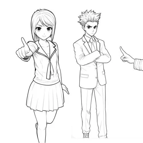 fighting poses,shirou,gestures,ikkoku,ichiko,tsukihime,Design Sketch,Design Sketch,Black and white Comic