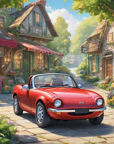 miata,mazda mx-5,porsche 914,triumph spitfire,honda s600,mg f-type magna,fiat 124 sport spider,triumph gt6,honda s800,sunbeam tiger,lotus europa,mg mgb,ac cobra,convertible,ferrari 250,porsche 928,roadster,3d car wallpaper,mgb,datsun roadster,Illustration,Japanese style,Japanese Style 19