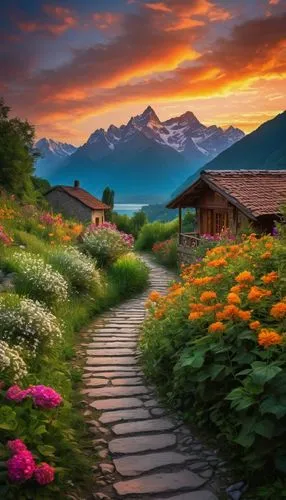 alpine landscape,beautiful landscape,the valley of flowers,splendor of flowers,landscapes beautiful,home landscape,Photography,General,Fantasy