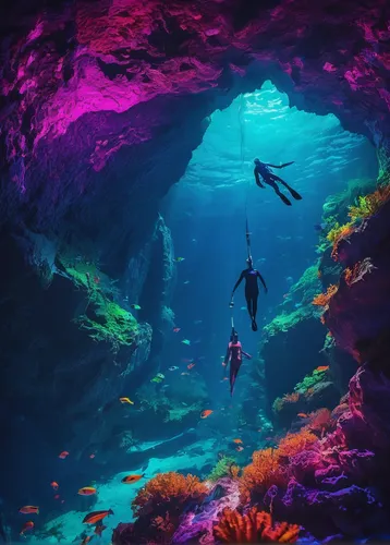 underwater background,aquarium,sea cave,underwater world,underwater landscape,underwater oasis,ocean underwater,sea life underwater,colorful water,under the sea,underwater playground,mermaid background,coral reef,cenote,undersea,aquarium decor,ocean paradise,scuba,aquatic,cave on the water,Conceptual Art,Sci-Fi,Sci-Fi 27