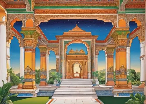 jaipur,rajasthan,maharajah,jainism,vrindavana,marble palace,lachapelle,mahavihara,akshardham,udaipur,artemis temple,mandir,indian temple,rajmahal,basaveshwara,temples,maharajas,maharajadhiraj,vrindavan,gurukul,Illustration,Japanese style,Japanese Style 07