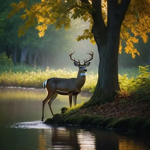 european deer,male deer,red-necked buck,whitetail,deer silhouette,gold deer,Photography,Documentary Photography,Documentary Photography 12